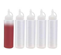 EXQUIMA 5 PCS Squeeze Bottle,8oz / 250ML Plastic Squeezy Sauce Bottles with Cap, Squeeze Condiment Bottle Dispensing Ketchup Bottle for Sauce for Ketchup, BBQ, Sauces, Syrup, Dressings