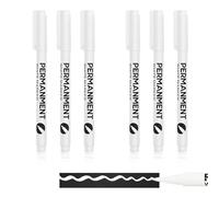 EXQUIMA 6 PCS Permanent White Marker Pens, Fine Tip, Waterproof and Quick Drying Fabric Pens, For Clothes, Laundry Markers (14x1.8X1.1CM)