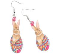EXQUIMEUBLE 1 Pair Acrylic Bunny Egg Earrings for Women, Creative Dangle Earrings Featuring Easter Holiday Design, for Daily Activities and Party Wear
