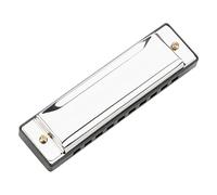 EXQUIMEUBLE 10-hole Diatonic Blues Harmonica Key of C Silver Stainless Steel for Adults and Beginners Small Educational Musical Instrument for Children and Professionals