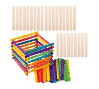 EXQUIMEUBLE 100pcs Assorted Colour Wooden Popsicle Sticks for DIY Ice Cream Making and Craft Projects, Natural Wood Material, Reusable and Not Easy to Deform, for Creating Models and Handmade