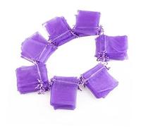EXQUIMEUBLE 100PCS Dark Purple Organza Drawstring Pouches Breathable Gift Bags for Wedding Party Jewelry Favor Wraps Mesh Mesh Bags for Anniversary Festival Presents
