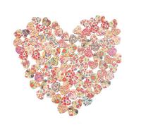 EXQUIMEUBLE 100Pcs Wooden Button DIY Sewing Buttons Heart-Shaped Assorted Colour Delicate Pattern Environmental Protection Water Paint Material for Scrapbooking DIY Manual Bags Hats