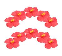 EXQUIMEUBLE 10pcs Artificial Hibiscus Flowers Red Lightweight DIY Decoration for Hawaiian Luau Party Wedding Summer Backdrop Floral Table Accents and Photography Props
