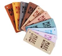 EXQUIMEUBLE 10pcs DIY Sewing Pu Leather Labels for Clothes Handmade Fabric Tags Embossed Quilt Patches for Hats Shoes Bags Craft Accessories