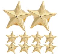 EXQUIMEUBLE 10pcs Golden Copper Star Badges for Clothing Accessories, Delicate and Eye-catching Pentagram Pins with Colourfastness, for Independence Day and Labour Day Celebrations