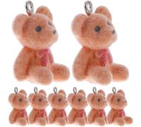 EXQUIMEUBLE 10pcs Orange Red and Silver Bear Charms for Earrings and Necklaces Diy Jewelry Making Bear Resin Charms Craft Accessories for Bracelet and Earring Crafts