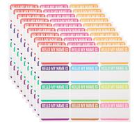 EXQUIMEUBLE 120pcs Self-Adhesive Name Tag Stickers in Assorted Colours, Vinyl Material with Easy Peel Off Feature, for Home Use and Classification Plan, 10 Sheets of Removable Labels