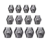 EXQUIMEUBLE 12pcs 304 Stainless Steel Single Bolt Rope Connector Cable Clamp Kit with M2 M3 M4 Sizes, Wire Rope Clips for Industrial Lifting and Fencing Applications