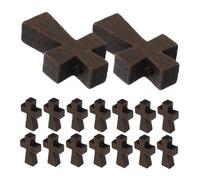 EXQUIMEUBLE 150pcs Natural Wood Cross Beads Small Crucifix Pendants for Jewelry Making DIY Crafts Bracelets Necklaces Keychains Accessories