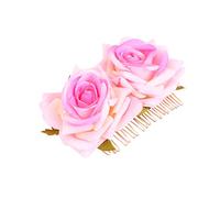 EXQUIMEUBLE 1pc Dual Flower Rose Hair Comb Elegant Headpiece for Weddings and Parties Gorgeous Floral Hair Decoration for Women and Girls Bridal Accessory