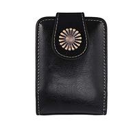 EXQUIMEUBLE 1Pc Portable Lipstick Pouch with Built in Mirror Elegant PU Lip Gloss Carrying Case for Go Makeup Storage Black