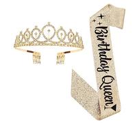 EXQUIMEUBLE 1Set Birthday Queen Sash and Crown Elegant Birthday Party Accessories Decorative Etiquette Belt and Tiara for Celebrations and Photoshoots