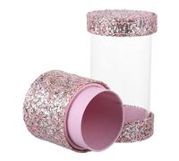 EXQUIMEUBLE 2 Cups Glitter Makeup Box Cosmetic Organizer Elegant Pu Acrylic Makeup Brush Organizer with Dust Protection Two Brush Holders on The Go