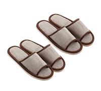 EXQUIMEUBLE 2 Pairs Linen Slippers with Non-slip EVA Sole Lightweight Summer House Slippers for Hotel and Home Guests Breathable Cotton Linen Suitable for Feet
