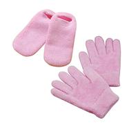 EXQUIMEUBLE 2pairs Moisturizing Exfoliating Gloves Spa Socks Gel Lining Essential Oil Infused for Softening Cracked Feet