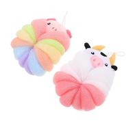 EXQUIMEUBLE 2pcs Animal Bath Flower Balls Boys and Girls Shower Loofahs Bath Sponges Pigs Cows Toys for Toddlers Boy Girl