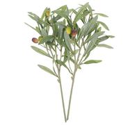 EXQUIMEUBLE 2pcs Artificial Olive Leaf Decor Green Plastic Branches with Sturdy Lifelike Simulation for Home and Outdoor Decoration, No Pruning Or Watering Needed
