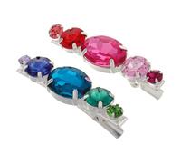 EXQUIMEUBLE 2pcs Elegant Metal Barrettes Headdress Rhinestone Hairpin for Women Hair Jewelry Bangs Clip Pink Blue
