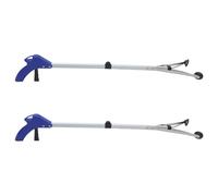 EXQUIMEUBLE 2pcs Foldable Aluminum Alloy Trash Grabber Reaching Assist Tool for Parking Tickets and Garbage, Lightweight Multi-Purpose Picker for Office and Outdoor Use, Blue