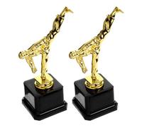 EXQUIMEUBLE 2pcs Golden Plastic Taekwondo Trophy with Realistic Appearance for Ceremony and Parties, Celebration Competition Award Trophies for Winners and Martial Arts Events