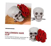 EXQUIMEUBLE 2pcs Halloween Skull Rose Hair Clips Comfortable Festival Hairpins for Party Costume Day Dead Headdress Accessory