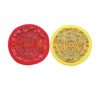 EXQUIMEUBLE 2pcs Handmade Nepalese Singing Bowl Mats 14cm Buddhist Sound Bowl Pads with Yellow and Red Fabric Cushions Meditation Cushion Accessories for Tibetan Singing
