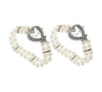 EXQUIMEUBLE 2pcs Heart Shape Women's Watch Pearl Bracelet Bling Fashionable and Elegant