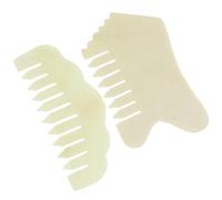 EXQUIMEUBLE 2pcs Jade Gua Sha Comb for Face and Body Skin, Natural Jade Material with Muscle Relief and Tension Release Features, for Head Spa and Facial Massage