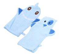 EXQUIMEUBLE 2pcs Large Baby Animal-shaped Bathing Mitts Exfoliating Shower Gloves for Boys and Girls Shark and Blue Puppy Designs Bath Gloves for Gentle Skin Cleansing