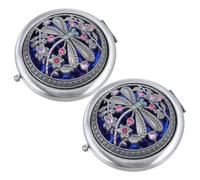 EXQUIMEUBLE 2pcs Pocket Makeup Mirrors Lightweight and Super-compact round Folding Portable Mirrors with Gilded Frame for Women, for School Or Carrying in Your Purse
