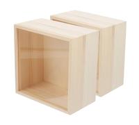EXQUIMEUBLE 2Pcs Sliding Lid Boxes Unfinished Wood and Transparent Acrylic Storage Organizer for Jewelry Makeup and Office Supplies Compact Desktop Holder