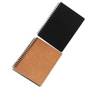 EXQUIMEUBLE 2Pcs Unlined Vintage Spiral Sketch Books for Painting and Drawing Kraft Black Covers Smooth for Markers and Ink Art Sketchbooks and Painting Supplies