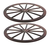 EXQUIMEUBLE 2pcs Vintage Wooden Wagon Wheel Wall Decor Rustic Boho Wood Panels for Farmhouse Bedroom Living Natural Wood Color Cartwheel Ornaments Easy to Hang Home Decor Accessories