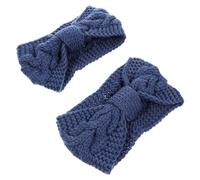EXQUIMEUBLE 2pcs Warm Knitted Headband with Buttons for Women Stretchy Ear Protection Headband for Yoga Fitness and Outdoor Activities Soft Woolen Material Denim Blue