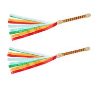 EXQUIMEUBLE 2pcs Wooden Drumsticks with Streamers Dandiya Sticks for Navratri Garba Dance for Adults Drumming Practice Durable Design for All Ages