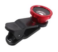 EXQUIMEUBLE 3-in-1 Smartphone Camera Kit with Wide Angle Macro and Fish Eye Lenses Universal Clip-on Set for Mobile Photography Red with Black Clip Compatible with Most Smartphones