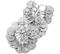 EXQUIMEUBLE 30pcs Stainless Steel Number Tags 1-30 Hollowed Round Key Identification Labels Metal Keychain Tags for Office and School Use