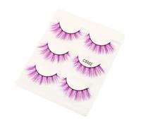 EXQUIMEUBLE 3pairs Multi-color Dense Fake Eyelash Extensions for Dramatic Eye Makeup Lightweight Safe Makeup Accessories for Women for Festivals and Special Occasions