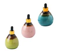EXQUIMEUBLE 3pcs 95ml Ceramic Refillable Essential Oil Dropper Bottles Sealed Opaque Design for Aromatherapy and Spa Blue, Pink, Green Sub Bottles for Precise Oil Storage