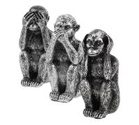 EXQUIMEUBLE 3pcs Animal Resin Ornaments Resin Mini Animals Monkey Figurines Monkey Sculpture Figure Figurine Decor Standing Model Ornaments Silver