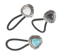 EXQUIMEUBLE 3pcs Metal Ponytail with Turquoise Beads Vintage Hair Ties for Women Girls Elastic Bands for Stylish Ponytail Hairstyles for Everyday Use