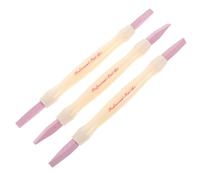 EXQUIMEUBLE 3pcs Nail Pumice Stone Stick and Cuticle Pusher Pedicure Pen Double-Ended Nail Buffing Tool for Home and Salon Manicure Care Cream White Handle
