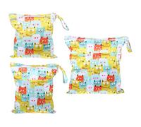 EXQUIMEUBLE 3pcs Printed Diaper Storage Bags Set Waterproof Wet Dry Pouch, Colorful Cat Design, Large Medium Small Travel Organizer for Nursery and On-The-Go