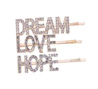 EXQUIMEUBLE 3Pcs Rhinestone Letters Hair Clips for Women Elegant Bobby Pins Dream Stylish Accessories for Any Occasion Friends