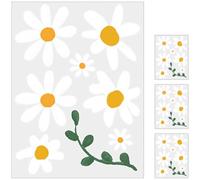 EXQUIMEUBLE 4 Sheets Self-Adhesive Daisy Wall Decals for Bedroom Nursery Decor PVC Flower Wall Stickers in Assorted Colours Stylish and Creative
