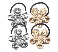 EXQUIMEUBLE 4pcs Hair Accessories Flower Hair Ties Shiny Ponytail Holders for Women