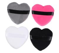 EXQUIMEUBLE 4pcs Heart Shape Cotton Powder Puff Soft Fluffy Makeup Sponges for Face with Strap Suitable for Liquid Foundation Sunscreen Blush Pressed and Loose Powder Application