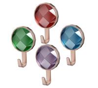 EXQUIMEUBLE 4pcs Multifunctional Wall Hooks Adhesive Coat Hooks for Home Bathroom and More Stylish Organizers Green Blue Red and Purple No Trace Installation