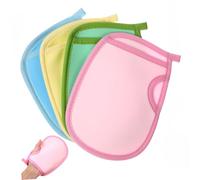 EXQUIMEUBLE 4Pcs Portable Exfoliating Bath Gloves for Body Scrubbing Lightweight Spa Shower Mitts with Rich Foaming for Dead Skin Removal Travel-friendly Skin Cleansing Tools in Blue Pink